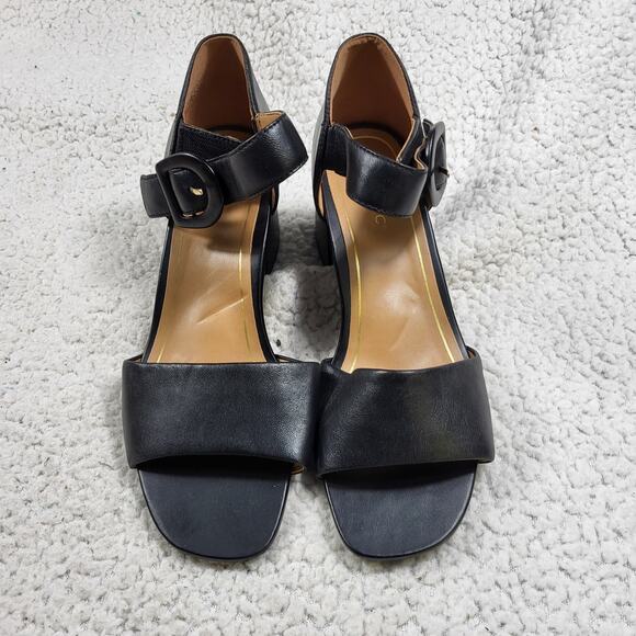 Vionic Chardonnay heeled Sandal Black Leather size 8 - Picture 1 of 6
